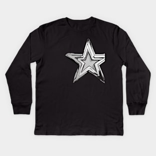 Shiny Silver Star Graphic No. 990 Kids Long Sleeve T-Shirt